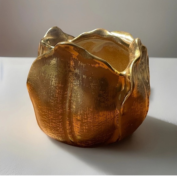 Stangl Tulip Vase Hand Painted 22K Granada Gold Vtg 1960s Hollywood Regency MCM - Picture 5 of 6